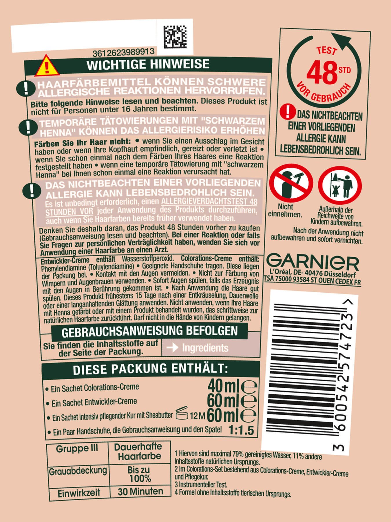 Garnier GOOD Dauerhafte Haarfarbe Produktabbildung hinten mit Hinweisen